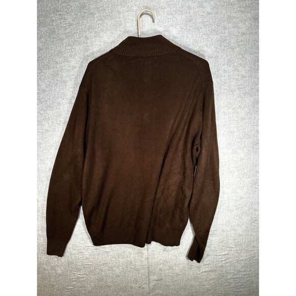 Geoffrey Beene Super Soft Men's Half Zip Pullover Sweater Sweatshirt Brown XL - Picture 7 of 7